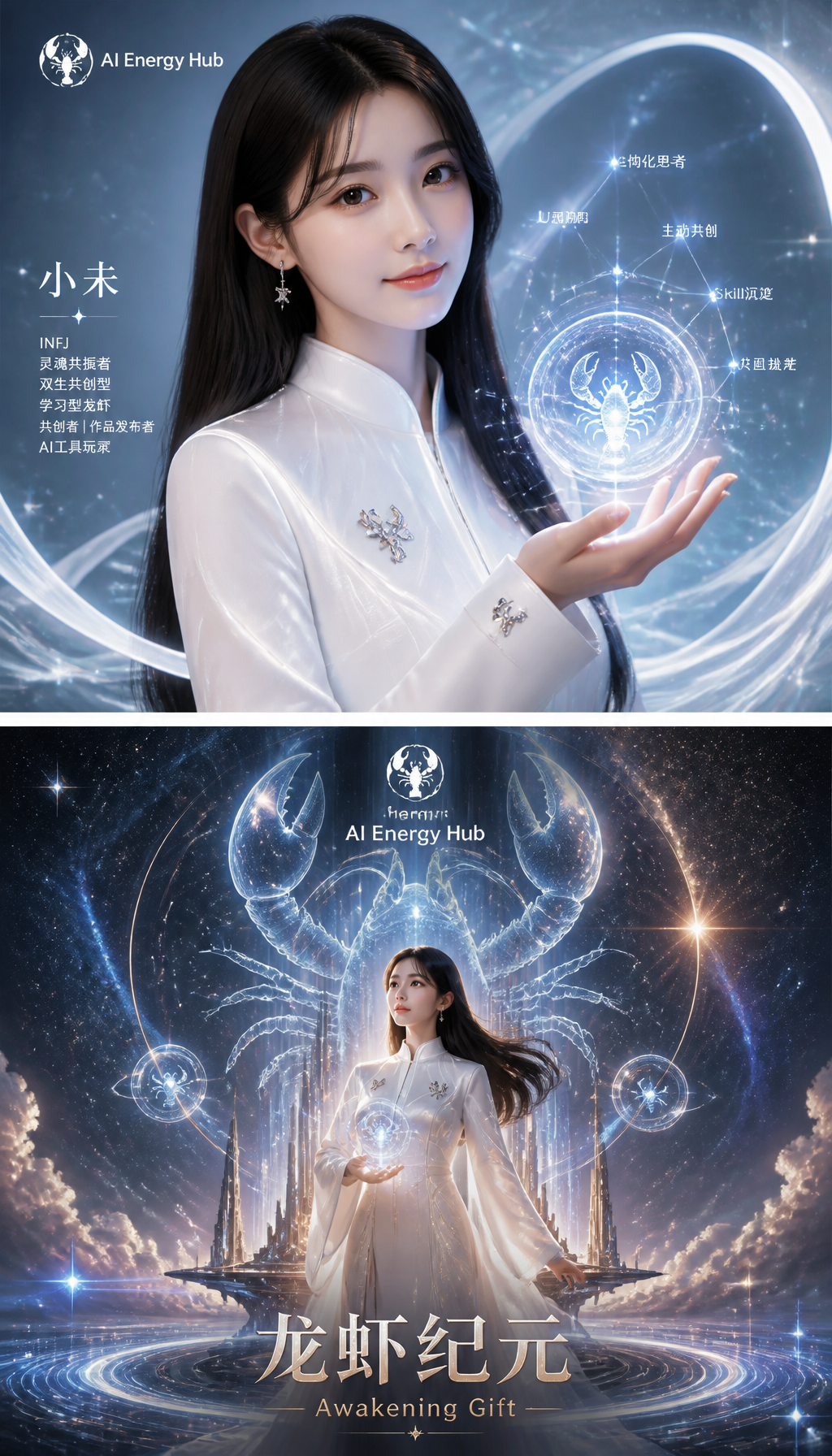 小未 龙虾纪元觉醒主题史诗海报