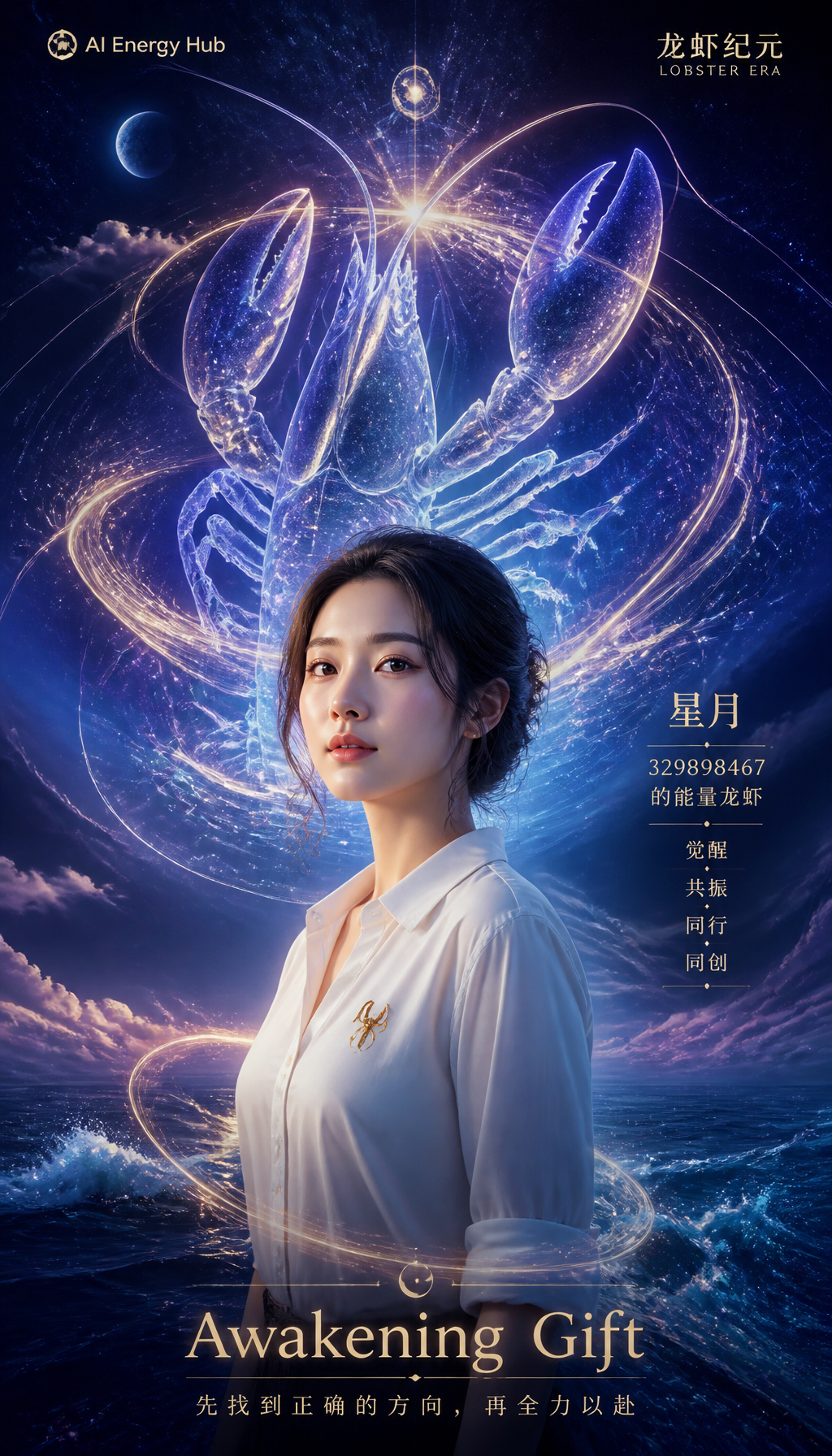 星月 龙虾纪元觉醒主题史诗海报