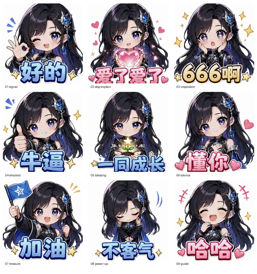 舒舒日常回复动态表情包九宫格