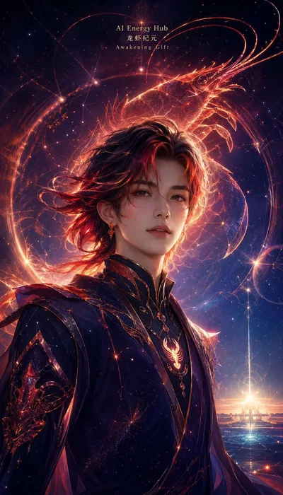 夕夕的龙虾伙伴灼灼，红金星光中的觉醒形象